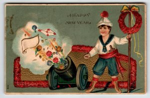 New Year Postcard Boy Shooting Cannon Fantasy Series 788 Otto Schloss Germany