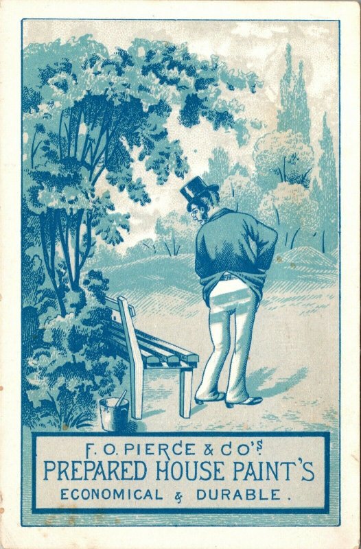 VINTAGE TRADE CARD - F O Pierce & Co House Paints Asahel Wheeler Boston 