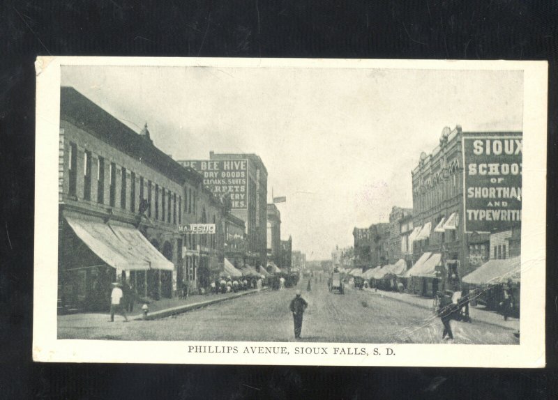 SIOUX FALLS SOUTH DAKOTA SD DOWNTOWN PHILLIPS STREET SCENE VINTAGE POSTCARD