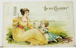 Victorian Mother with Girl In The Country 1908 Everett Pa Postcard J1
