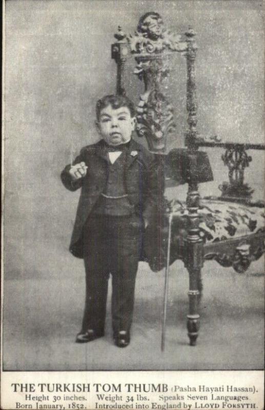 Turkish Tom Thumb Smoking Cigarette Little Person Dwarf Midget Postcard