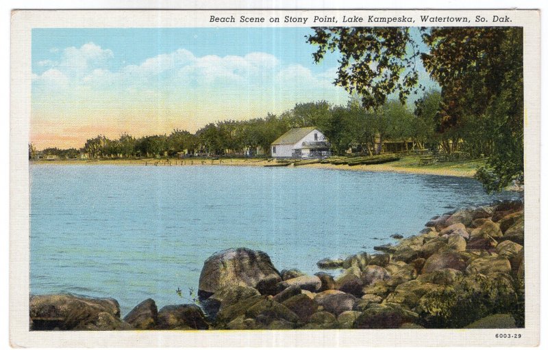 Watertown, So. Dak., Beach Scene on Stony Point, Lake Kampeska