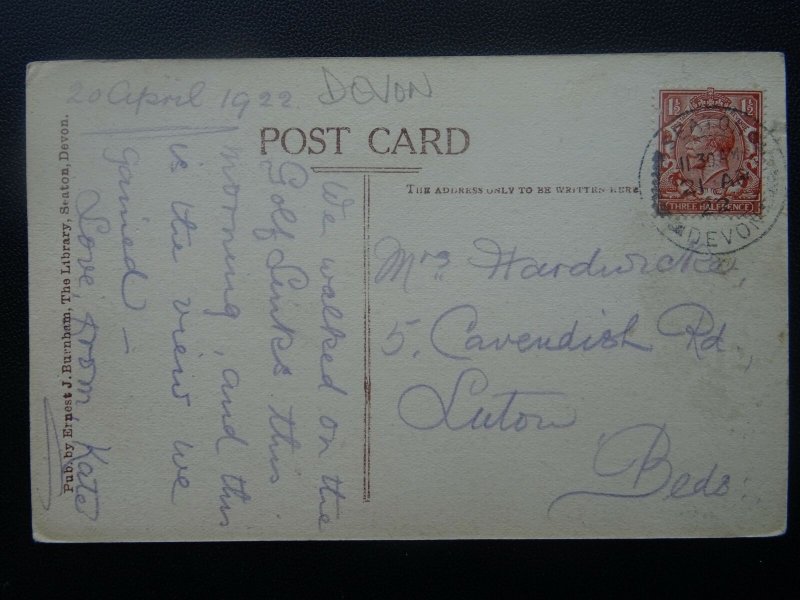 Devon SEATON from the GOLF LINKS c1922 Postcard by Ernest J. Burnham