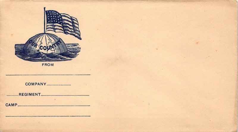 Patriotic Illus. Military #6 Envelope, US Flag, North Pole,  Old Envelope