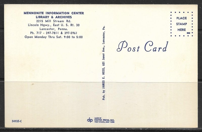 Pennsylvania, Lancaster - Mennonite Information Center - [PA-380]