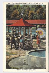 PPC POSTCARD ARKANSAS HOT SPRINGS NATIONAL PARK AT ARBORDALE FOUNTAIN LAKE WITH 