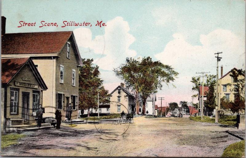 Stillwater ME Street Scene PA Horn & Co. c1908 Postcard E31