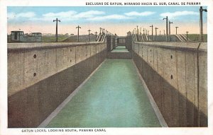 Gatun Locks, Looking South, Panama Canal Zone, early postcard, unused