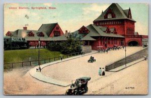 1912 Union Railroad Station  Springfield  Massachusetts  Postcard