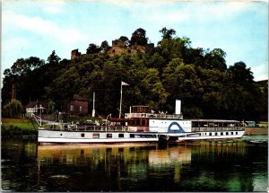 Polle Oberwesser Weserdampfer und Burg Ship Vintage Postcard BS22