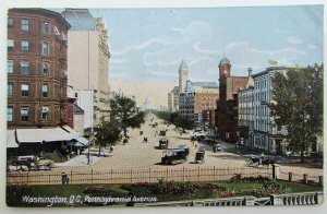 VINTAGE POSTCARD WASHINGTON DC PENNSYLVANIA AVE. trolley cars railway railroad