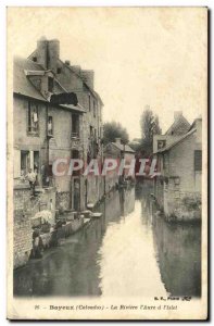 Old Postcard Bayeux La Riviere the Aure the Islet Lavandieres