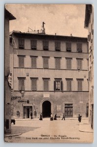 Via Maggio Elisabetta Barrett Browning resides FLORENCE Vintage Postcard A216