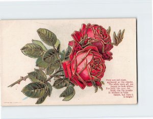 Postcard Greeting Card with Roses Quote and Embossed Art Print