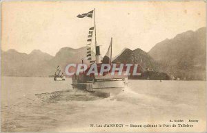 Old Postcard Lake Annecy Boat leaving the Port of Talloires