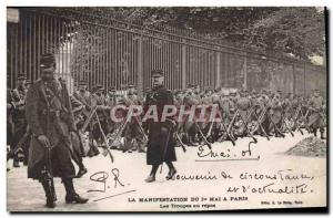 Old Postcard The May 1st demonstration in Paris Army troops at rest