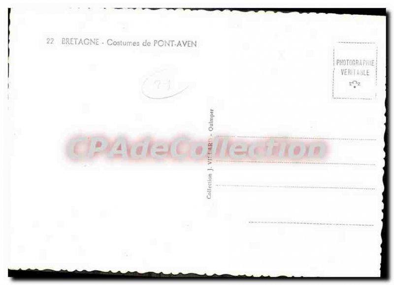 Postcard Modern Britain costume Pont Aven