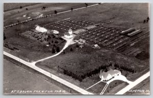 Hampton IA Atzbaugh Fox & Fur Farm Golf Course Aerial View c1940 Postcard K24