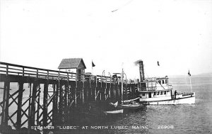 Steamer Lubec at North Lubec At Dock Real Photo Postcard