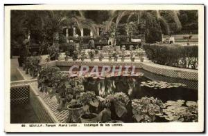 Old Postcard Sevilla Parque Maria Luisa Estanque Los leones Lion