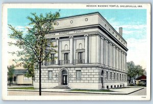 1940 Shelbyville Indiana Postcard Messick Masonic Temple Exterior View Building
