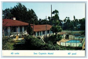 Sea Captain Swimming Pool Motel Santa Barbara California CA Vintage Postcard 