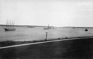 Portland ME View From Fort Allen Park Munjoy Hill Ships RPPC Postcard