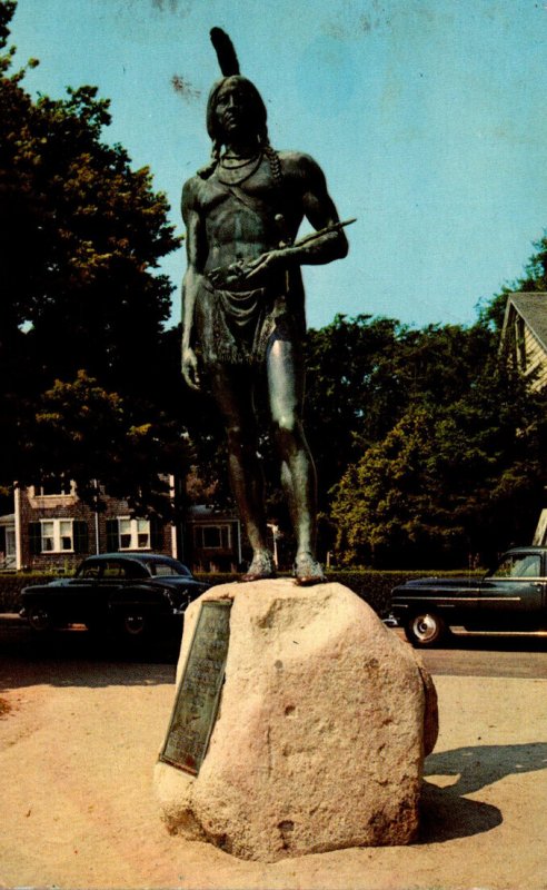 Massachusetts Plymouth Statue Of Massasoit Protector Of The Pilgrims 1967