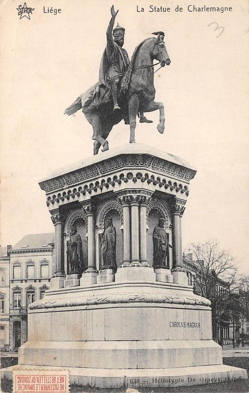 B93741  liege la statue de charlemagne  belgium