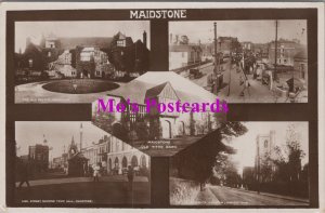 Kent Postcard - Maidstone Views, High Street, Old Tithe Barn, Old Palace  HM116