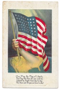 Our Flag, the Flag of Liberty, Unused Embossed Postcard, American Flag & Poem