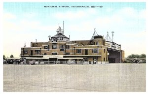 Municipal Airport Indianapolis Indiana Airplane Postcard