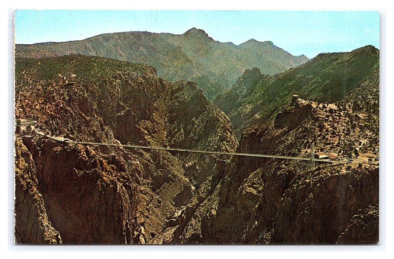 Aerial View World's Highest Bridge Royal Gorge Canon City Colorado Postcard