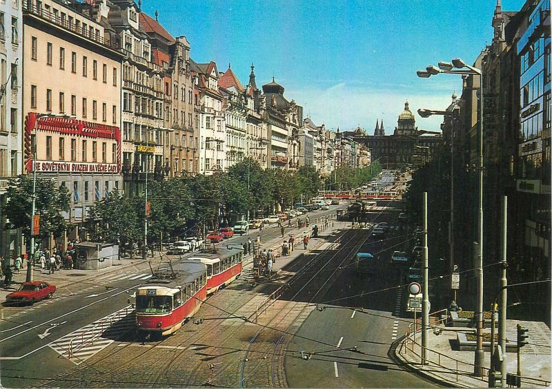 Postcard CZECH REPUBLIC Praha prague praga vaclavske namesti street view tram