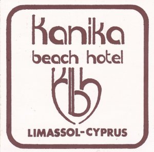 Cyprus Paphos Kanika Beach Hotel Vintage Luggage Label sk3189