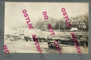 Wellman IA RPPC 1913 FAIR Crowd CONCESSION STAND nr Kalona Iowa City Washington