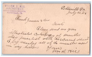 1880 Frank Jansen & Bro William D Hill Architect Pottsville PA Postal Card