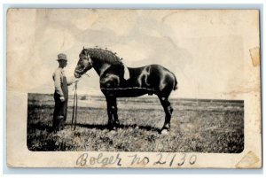 c1910's Horse Farmer Wilcox Bolger Saskatchewan Canada RPPC Photo Postcard