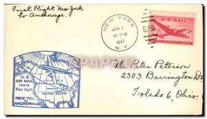 Letter USA 1st Flight Anchorage New York January 1, 1947