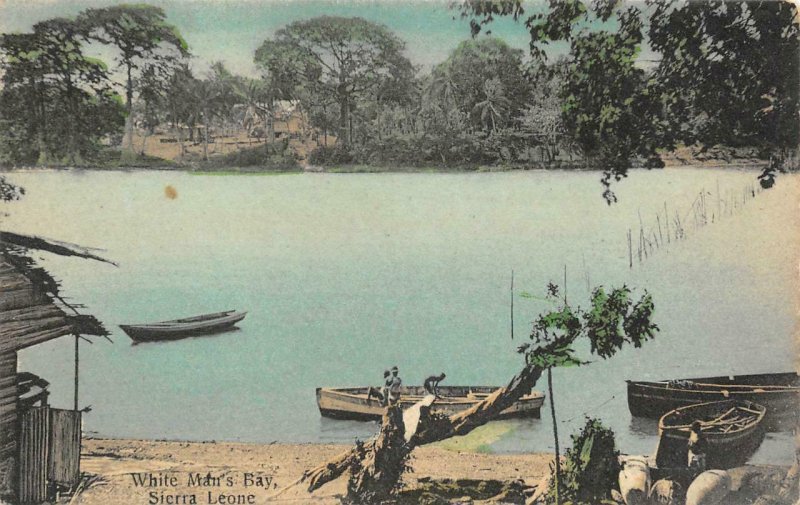 White Man's Bay, Sierra Leone, West Africa c1910s Hand-Colored Vintage Postcard