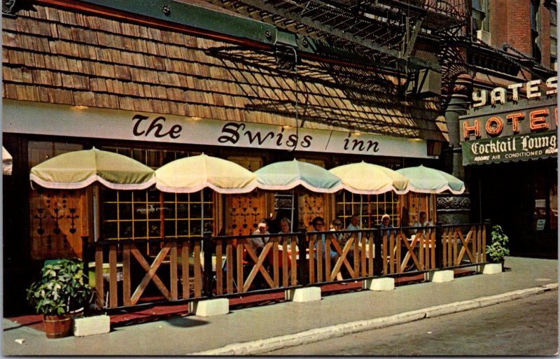 Yates Hotel Swiss Inn NY Syracuse European Style Outdoor Dining vtg Postcard