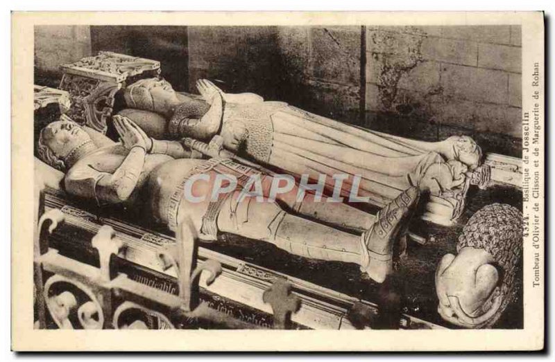 Old Postcard Josselin Basilica Tomb of & # 39Olivier Clisson and Marguerite d...