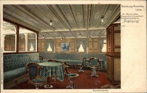 Hamburg-Amerika Line Steamships Ship c1900 Postcard PRETORIA DAMENSALON