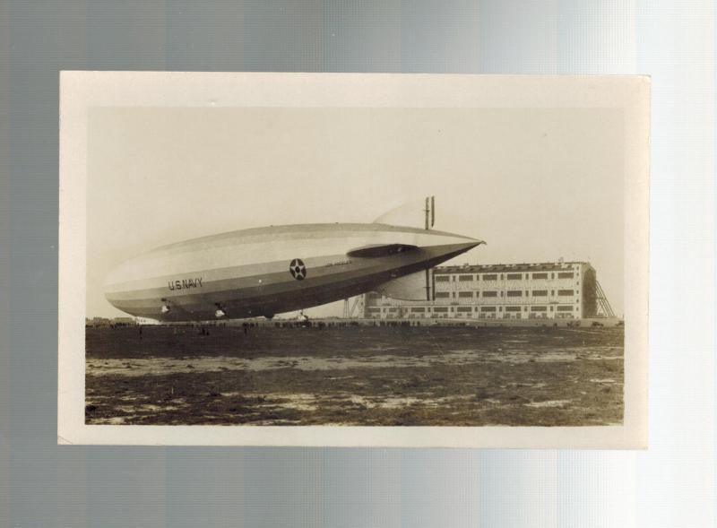 Original Mint RPPC Zeppelin USS Los Angeles on Ground Landing USA RPPC Postcard 