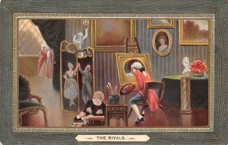 The Rivals Victorian Era Painter Painting Child Play Hippostcard