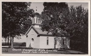 Postcard RPPC Church Evangelical Bible Grounds Cedar Falls Iowa IA