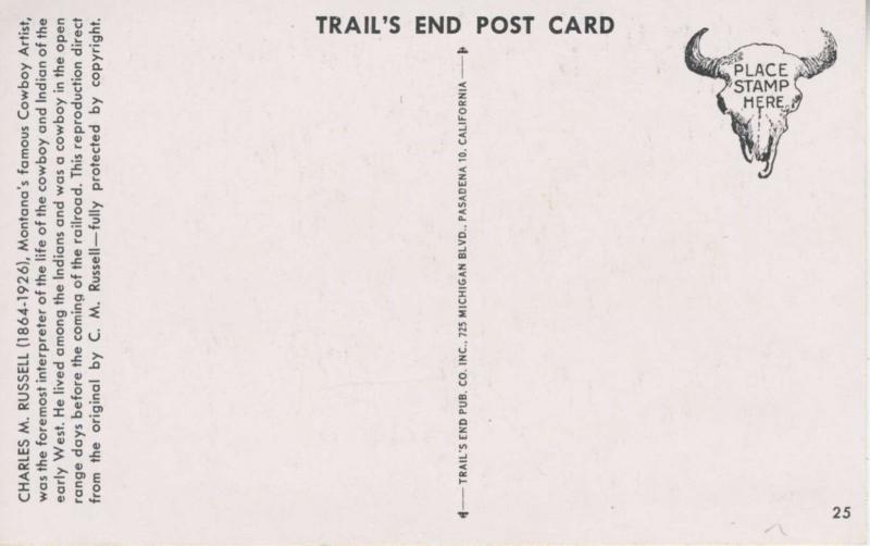 Trouble Ahead Charles M. Russell Cowboy Artist Trails End Unused Postcard D28