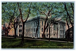 c1910 Orville Beach Manual Training School Exterior Oshkosh Wisconsin Postcard