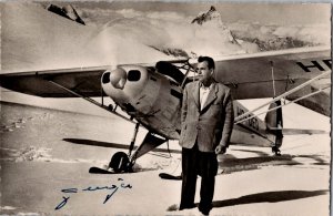 Mint Switzerland Early Aviation RPPC Postcard Glacier Pilot Geiger Hermann