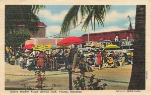 Nassau Bahamas Native Market Prince George Dock, Linen Postcard